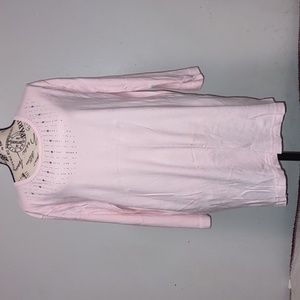 Distinct  Pink Beaded 3/4 Sleeve Top Size 1X  100% Cotton